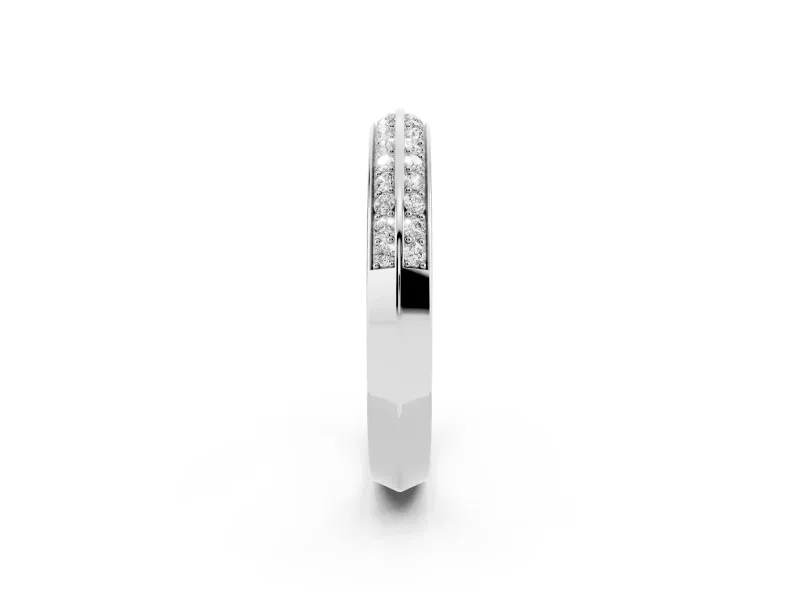 Round Lab-Grown Diamond Double Row Pavé Knife Edge Wedding Band | Raised Divider | Platinum