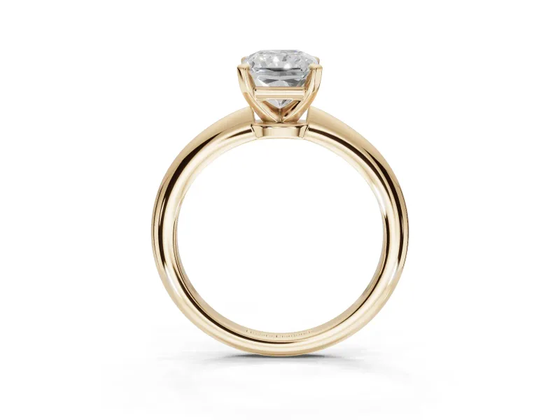 Radiant Cut Solitaire Engagement Ring Setting | Tapered Plain Band | Yellow Gold