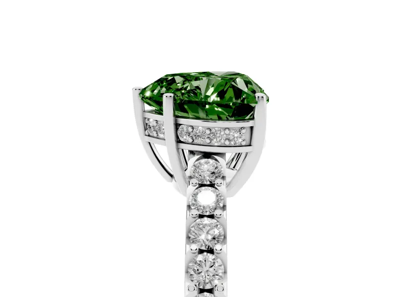 Heart-Shaped Hidden Halo Engagement Ring Setting for a Fancy Green Lab-Grown Diamond | Sterling Silver