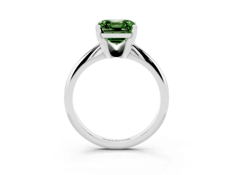 Asscher Cut Engagement Ring Setting for a Fancy Green Lab-Grown Diamond | Sterling Silver