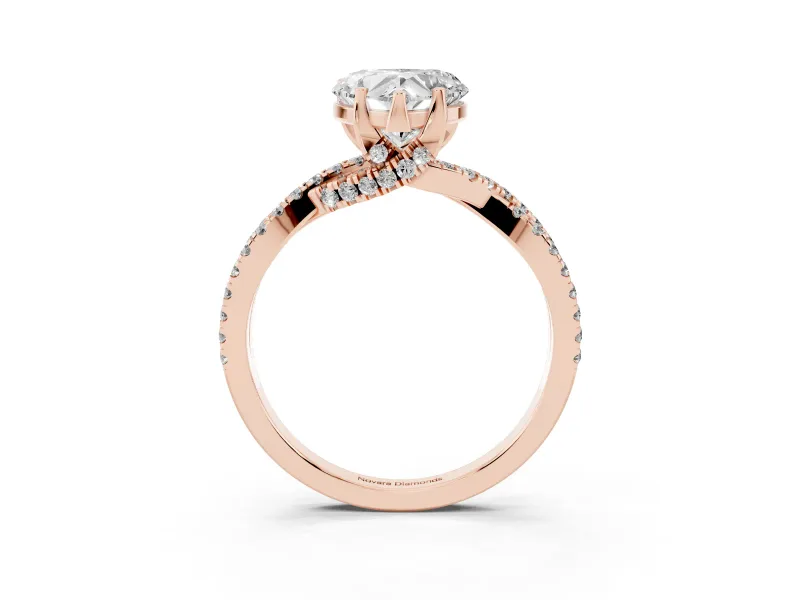 Heart-Shaped Twisted Split Shank Pave Engagement Ring Setting | Pave Gallery | Rose Gold