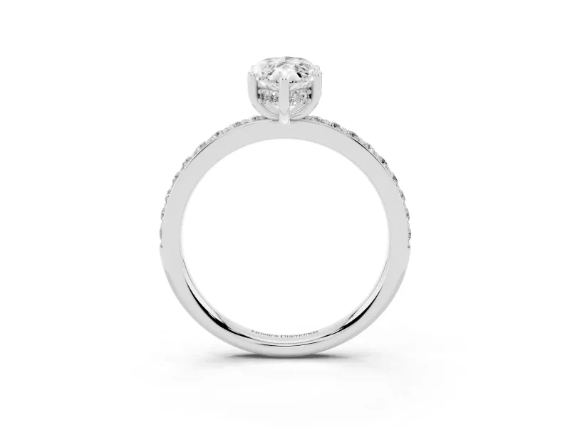 Marquise Cut Diamond Pavé Band Ring Set in White gold with Prong-Set Center Stone