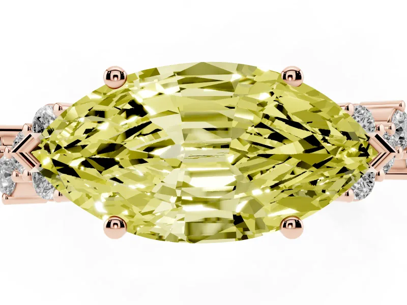 Marquise Scattered Accent Engagement Ring Setting for a Fancy Yellow Lab-Grown Diamond | Rose Gold