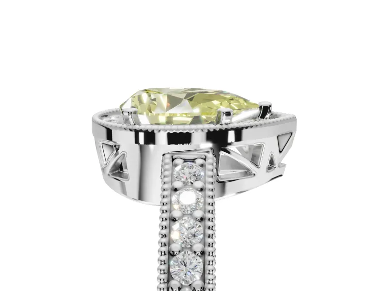 Pear-Shaped Halo Engagement Ring Setting for a Fancy Yellow Lab-Grown Diamond | Sterling Silver - Design NV-24532