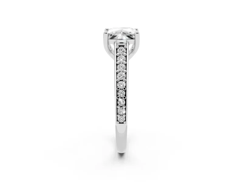 Princess Cut Graduated Pave Cathedral Solitaire Engagement Ring Setting | Scroll Cut-Outs | Platinum