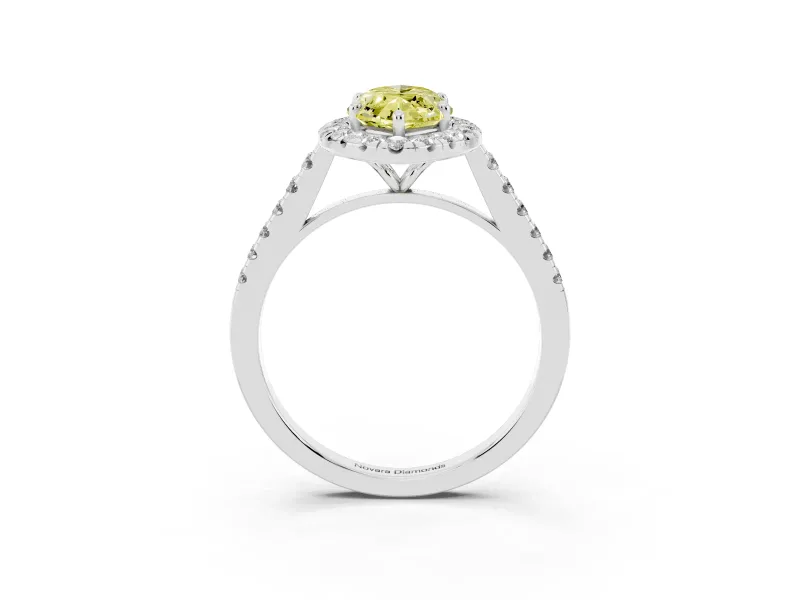 Marquise Halo Engagement Ring Setting for a Fancy Yellow Lab-Grown Diamond | Pave Shoulders | Platinum