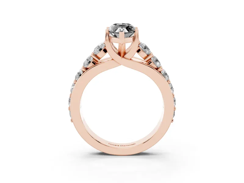 Marquise Graduated Engagement Ring Setting for a Black Center | Rose Gold