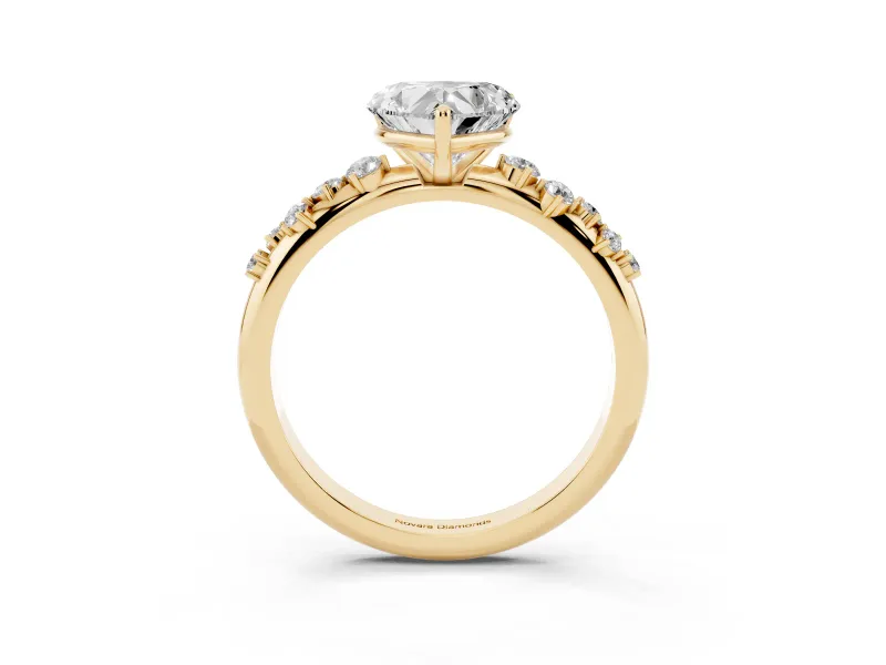 Heart Cut Diamond Cluster Solitaire Ring Set in Yellow gold with Prong Setting