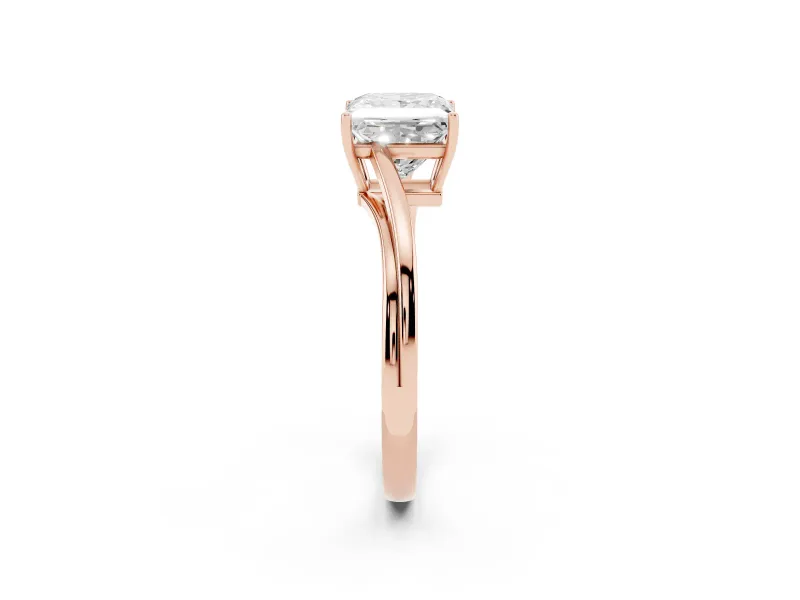 Princess Cut Diamond Solitaire Twist Band Ring Set in Rose gold with Prong Setting