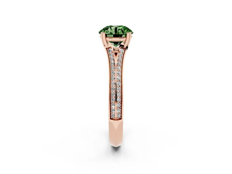 Round Split Shank Engagement Ring Setting for a Fancy Green Lab-Grown Diamond | Rose Gold