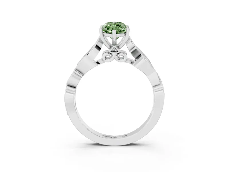 Marquise Vine Engagement Ring Setting for a Fancy Green Lab-Grown Diamond | White Gold