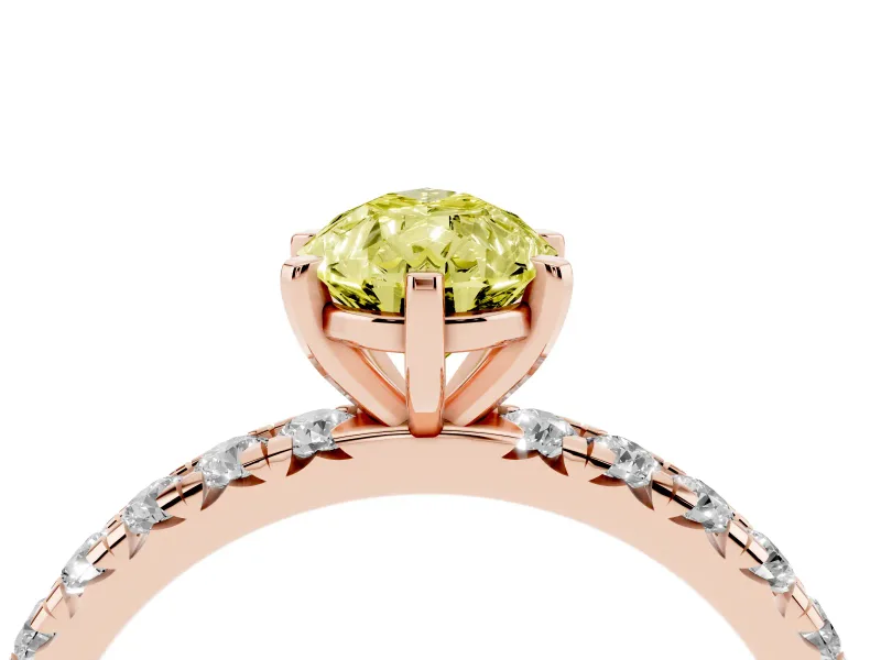 Pear-Shaped Pavé Engagement Ring Setting for a Fancy Yellow Lab-Grown Diamond | Rose Gold