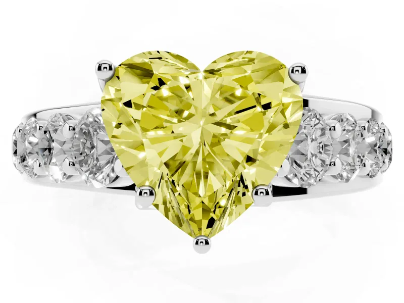 Heart-Shaped Engagement Ring Setting for a Fancy Yellow Lab-Grown Diamond | Platinum - Design NV-24645