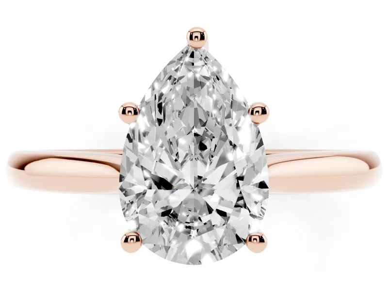Pear-Shaped Cathedral Solitaire Engagement Ring Setting | Plain Band | Rose Gold