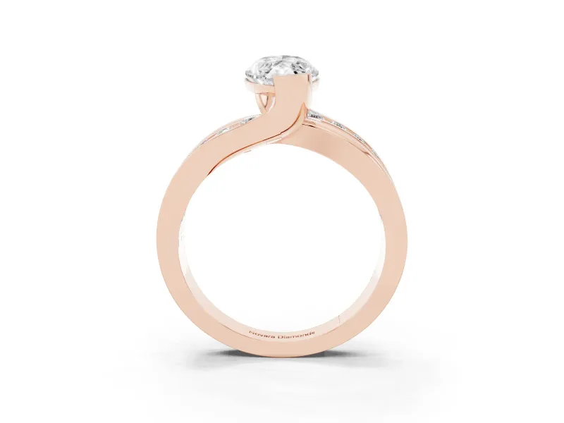 Marquise Graduated Channel Bypass Engagement Ring Setting | Split Shank | Rose Gold
