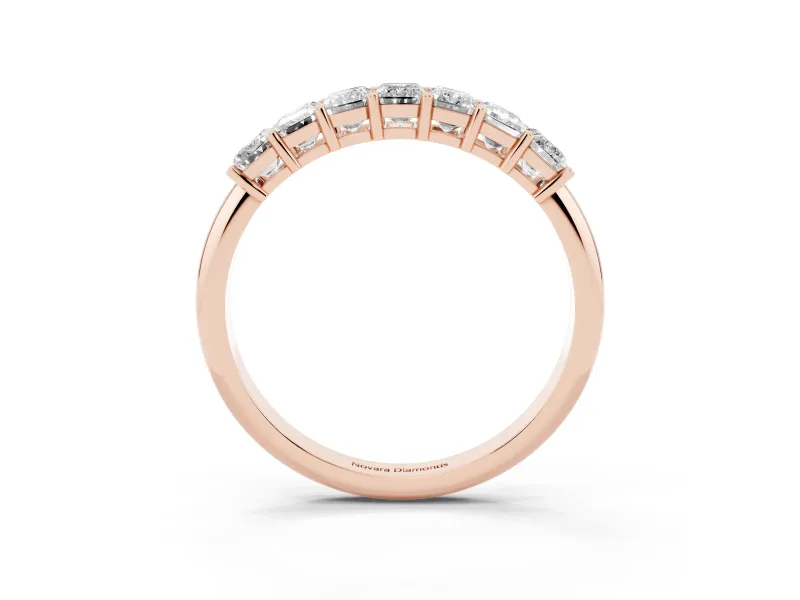 Emerald Cut Lab-Grown Diamond Half Eternity Band | Corner Claw Prongs | Rose Gold