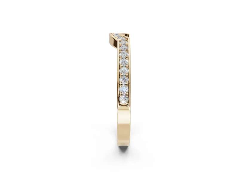 Round Lab-Grown Diamond Pavé Contour Wedding Band | Raised Rails | Yellow Gold