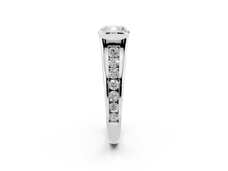 Cushion Cut Half Bezel Solitaire Engagement Ring Setting | Graduated Channel Band | Platinum