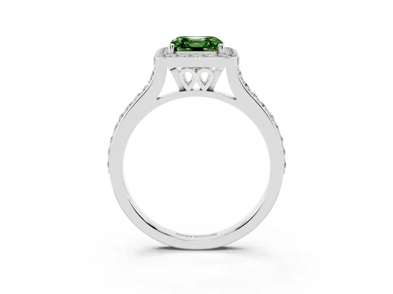 Asscher Cut Halo Engagement Ring Setting for a Fancy Green Lab-Grown Diamond | Sterling Silver - Design NV-24729