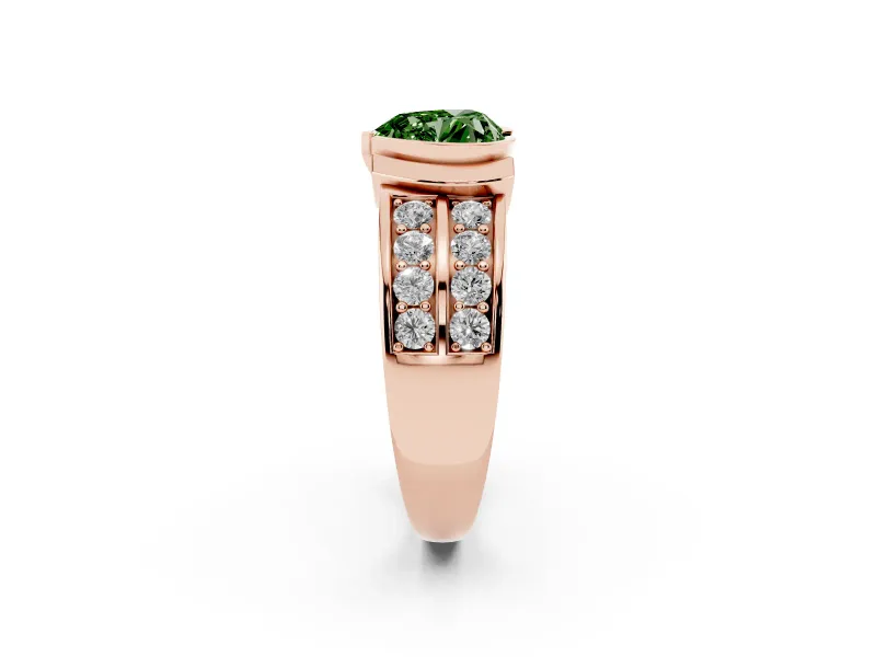 Heart-Shaped Half Bezel Engagement Ring Setting for a Fancy Green Lab-Grown Diamond | Channel Band | Rose Gold