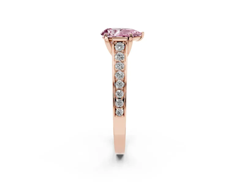 Pear-Shaped Graduated Pavé Engagement Ring Setting for a Fancy Pink Lab-Grown Diamond | Rose Gold