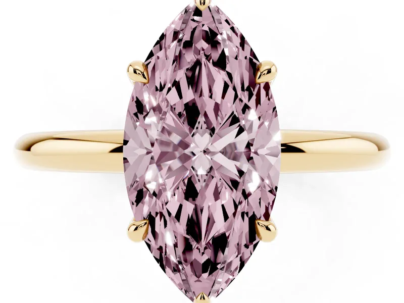 Marquise Hidden Halo Ring Setting for a Fancy Pink Lab-Grown Diamond | Yellow Gold
