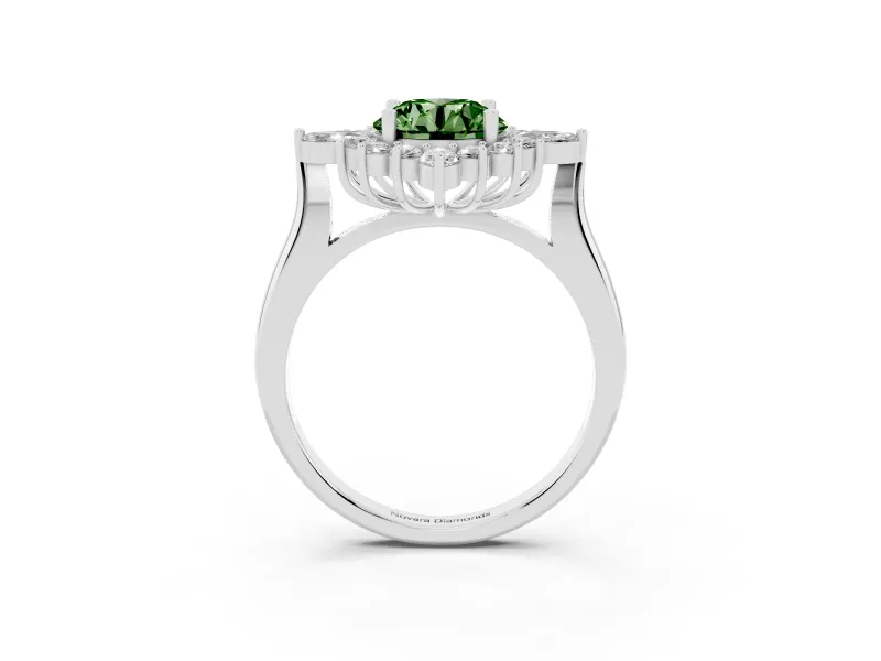 Round Engagement Ring Setting for a Fancy Green Lab-Grown Diamond | Platinum - Design NV-24790