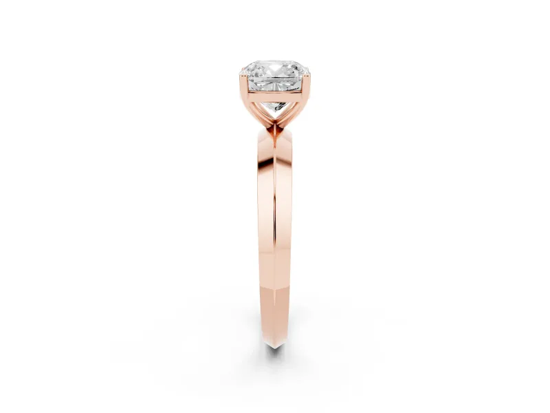 Cushion Cut Knife-Edge Solitaire Engagement Ring Setting | Plain Band | Rose Gold
