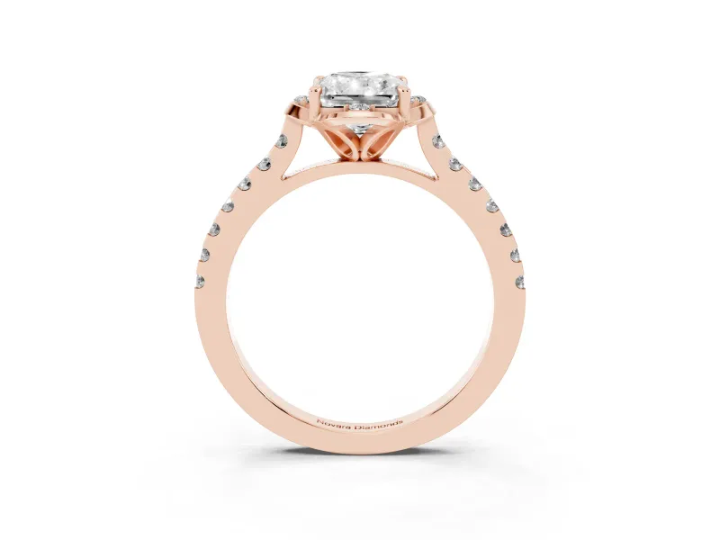 Radiant Cut Floral Petal Engagement Ring Setting | Petal Accents | Rose Gold
