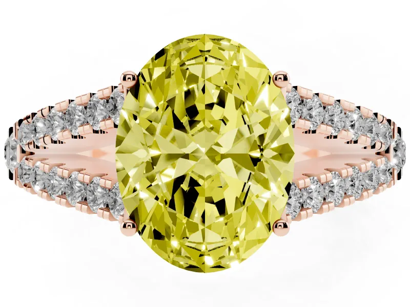 Oval Graduated Split Shank Engagement Ring Setting for a Fancy Yellow Lab-Grown Diamond | Rose Gold