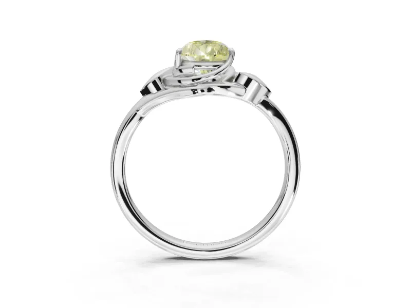 Pear-Shaped Bypass Solitaire Engagement Ring Setting for a Fancy Yellow Lab-Grown Diamond | Platinum