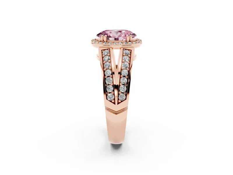 Oval Halo Engagement Ring Setting for a Fancy Pink Lab-Grown Diamond | Split Shank | Rose Gold