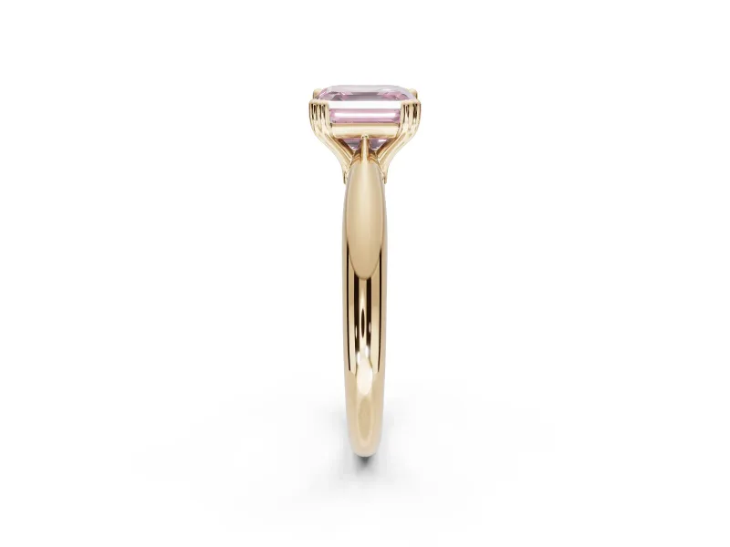Princess Cut Tapered Solitaire Engagement Ring Setting for a Fancy Pink Lab-Grown Diamond | Yellow Gold