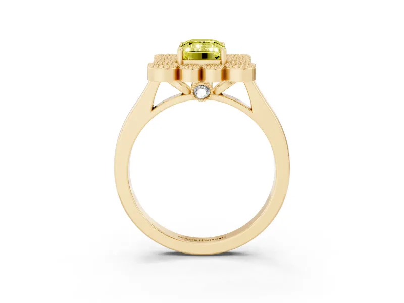Emerald Cut Halo Engagement Ring Setting for a Fancy Yellow Lab-Grown Diamond | Yellow Gold - Design NV-24775