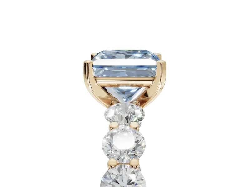 Princess Cut Engagement Ring Setting for a Fancy Blue Lab-Grown Diamond | Yellow Gold - Design NV-24455