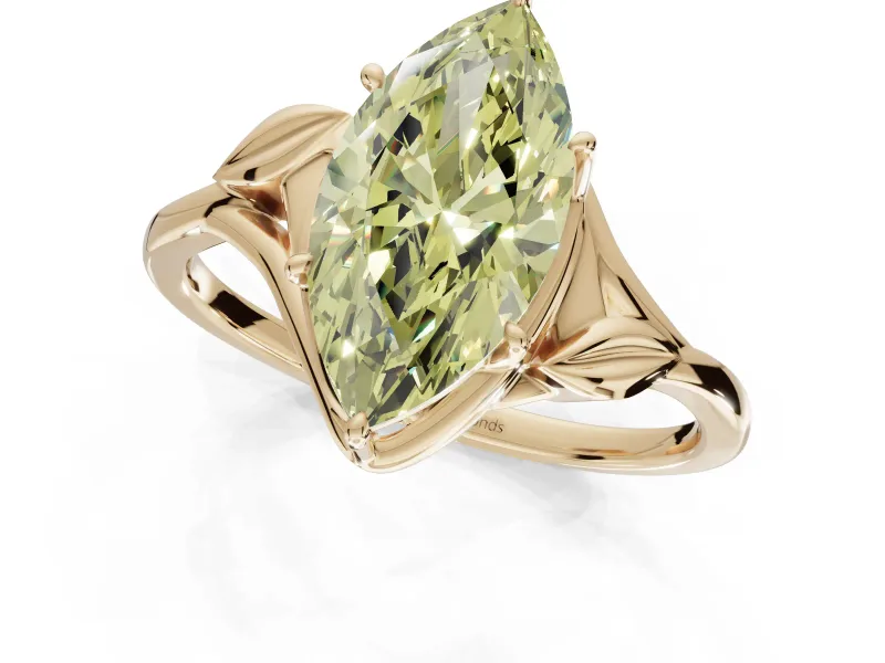 Marquise Bypass Solitaire Engagement Ring Setting for a Fancy Yellow Lab-Grown Diamond | Yellow Gold