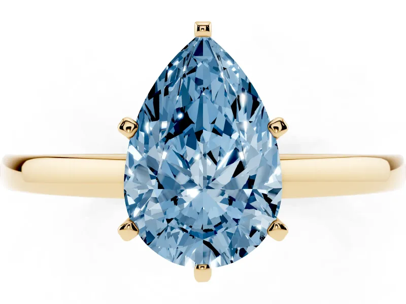 Pear-Shaped Plain Engagement Ring Setting for a Fancy Blue Lab-Grown Diamond | Yellow Gold