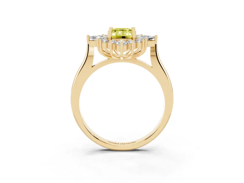 Emerald Cut Engagement Ring Setting for a Fancy Yellow Lab-Grown Diamond | Yellow Gold - Design NV-24790
