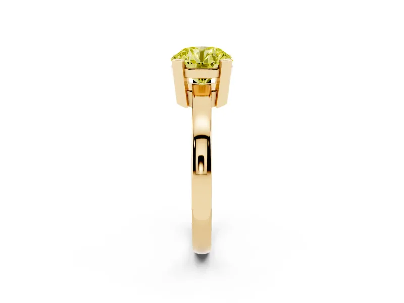 Round Tab Prong Solitaire Engagement Ring Setting for a Fancy Yellow Lab-Grown Diamond | Yellow Gold