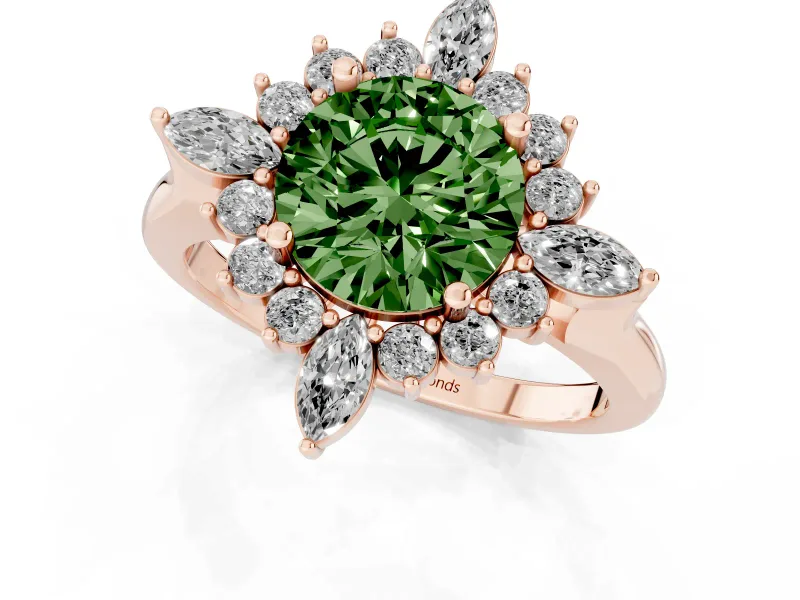 Round Engagement Ring Setting for a Fancy Green Lab-Grown Diamond | Rose Gold - Design NV-24790