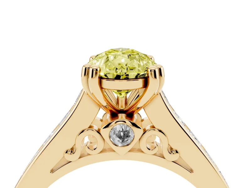Pear-Shaped Channel Engagement Ring Setting for a Fancy Yellow Lab-Grown Diamond | Yellow Gold - Design NV-24671