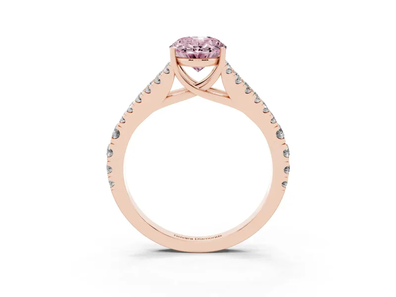 Oval Graduated Split Shank Engagement Ring Setting for a Fancy Pink Lab-Grown Diamond | Rose Gold