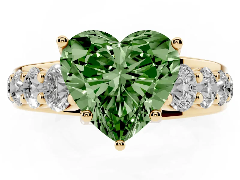 Heart-Shaped Engagement Ring Setting for a Fancy Green Lab-Grown Diamond | Yellow Gold - Design NV-24645