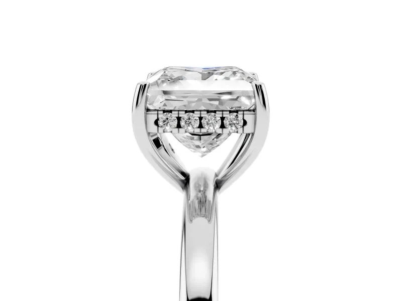 Princess Cut Diamond Solitaire Ring Set in White gold with Plain Band and Prong Setting