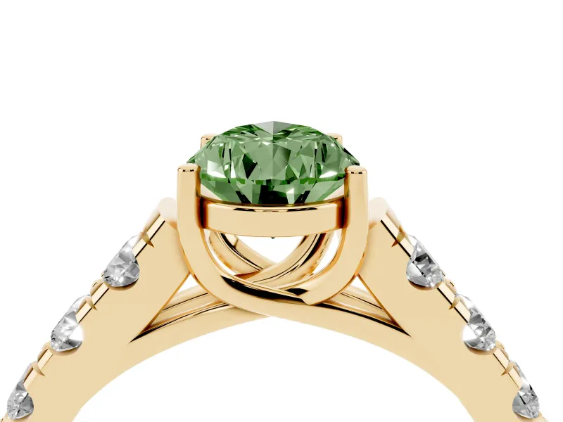Pear-Shaped Engagement Ring Setting for a Fancy Green Lab-Grown Diamond | Yellow Gold - Design NV-24643