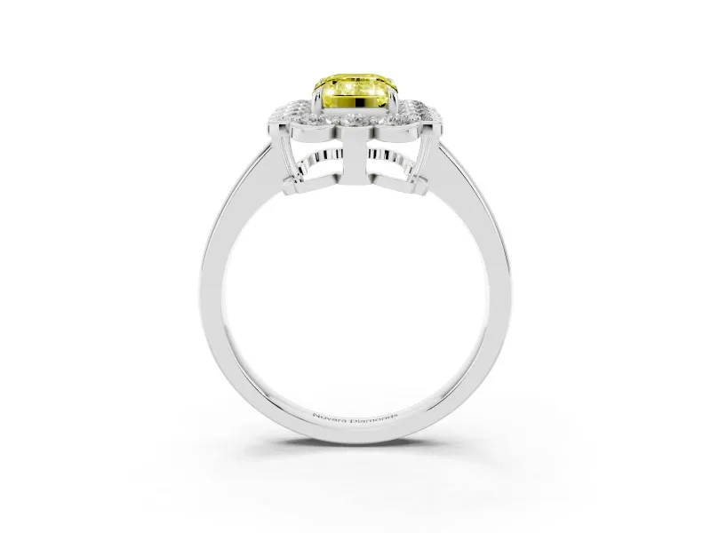 Emerald Cut Halo Engagement Ring Setting for a Fancy Yellow Lab-Grown Diamond | White Gold - Design NV-24719