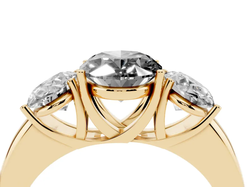 Fancy Black Oval Cut Diamond Three-Stone Ring Set in Yellow gold with Bold Center and Classic Band