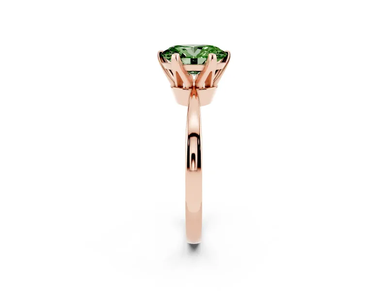 Oval Tapered Solitaire Engagement Ring Setting for a Fancy Green Lab-Grown Diamond | Claw Prong Head | Rose Gold