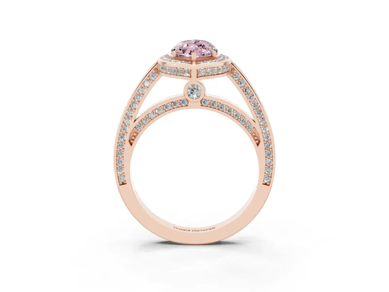 Marquise Sectioned Halo Engagement Ring Setting for a Fancy Pink Lab-Grown Diamond | Rose Gold