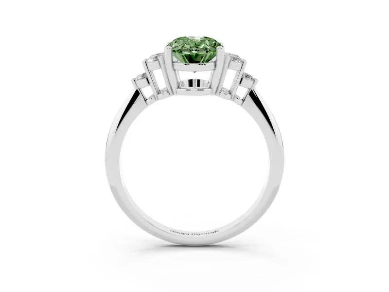 Oval Cluster Accent Engagement Ring Setting for a Fancy Green Lab-Grown Diamond | Platinum